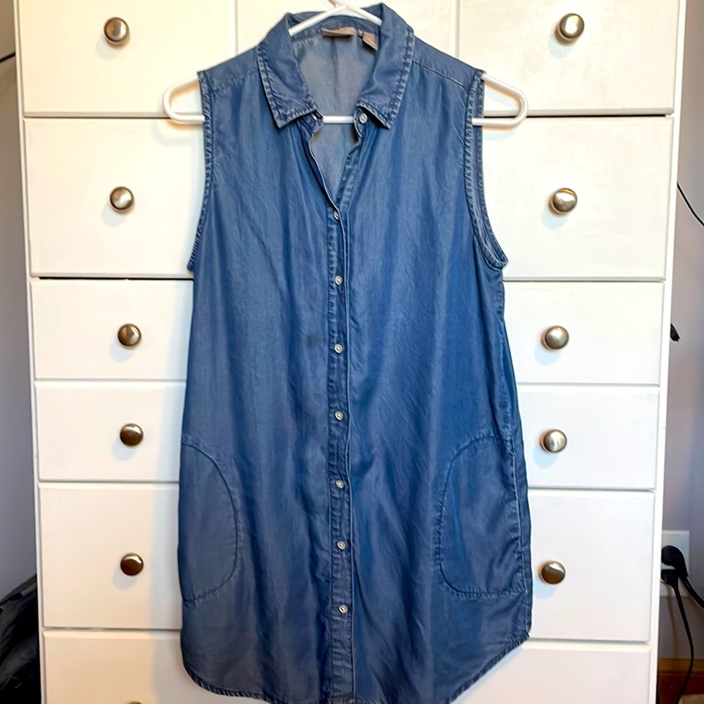 Chicos long button-down sleeveless top